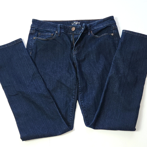 Ann Taylor Loft, Women's Jeans, wash dark blue denim, slim legs, Sz 4 - Picture 5 of 7